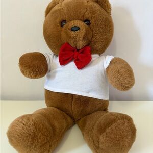 Vintage 1986 Dakin Teddy Bear Plush Brown Red Bow Honey Jo 20” Stuffed Toy